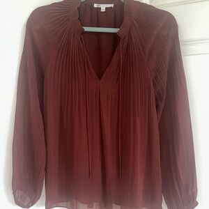 DR2 Burgundy Pleated V-Neck Blouse